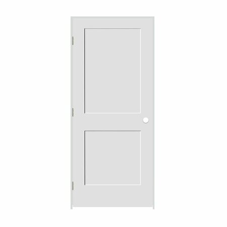 CODEL DOORS 30" x 84" x 1-3/8" Primed 2-Panel Interior Shaker 6-9/16" RH Prehung Door with Satin Nickel Hinges 2670pri8402RH156916